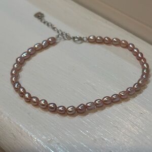 Pink Rice Freshwater Pearl Bracelet On Sterling Silver